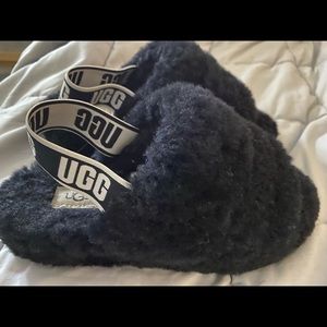 Black “Fluff Yeah” Ugg slippers
